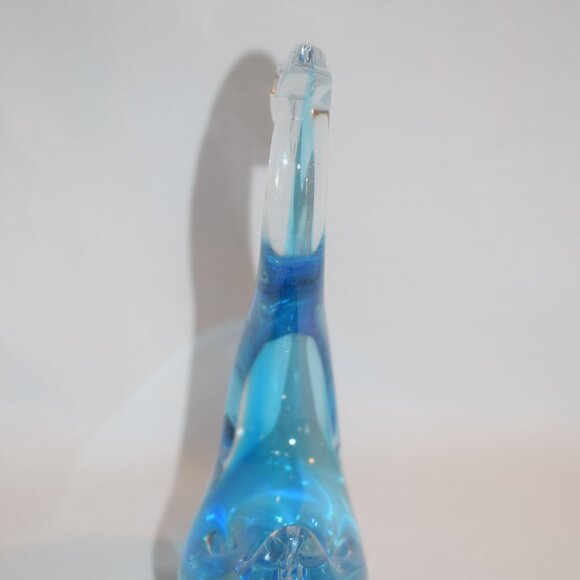 Vintage Hand Blown Blue Art Glass Swan Bird Figurine - Picture 7 of 11